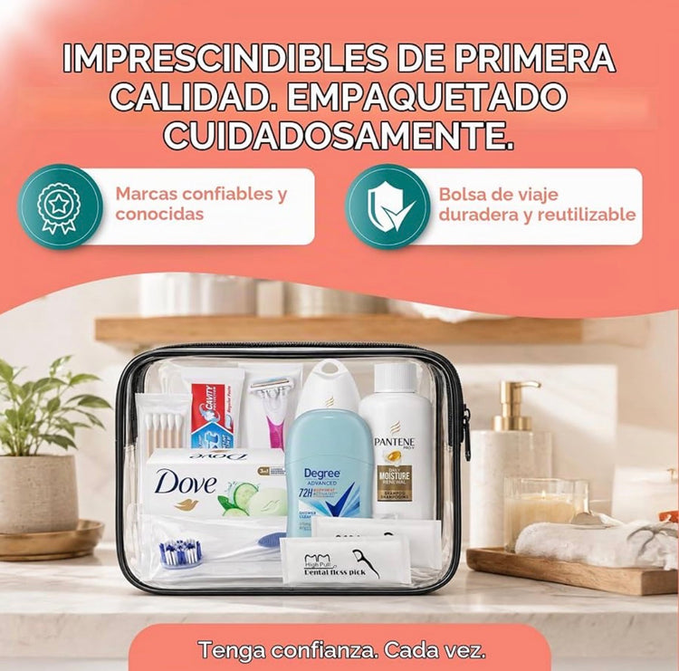 Kit de viaje con 16 esenciales