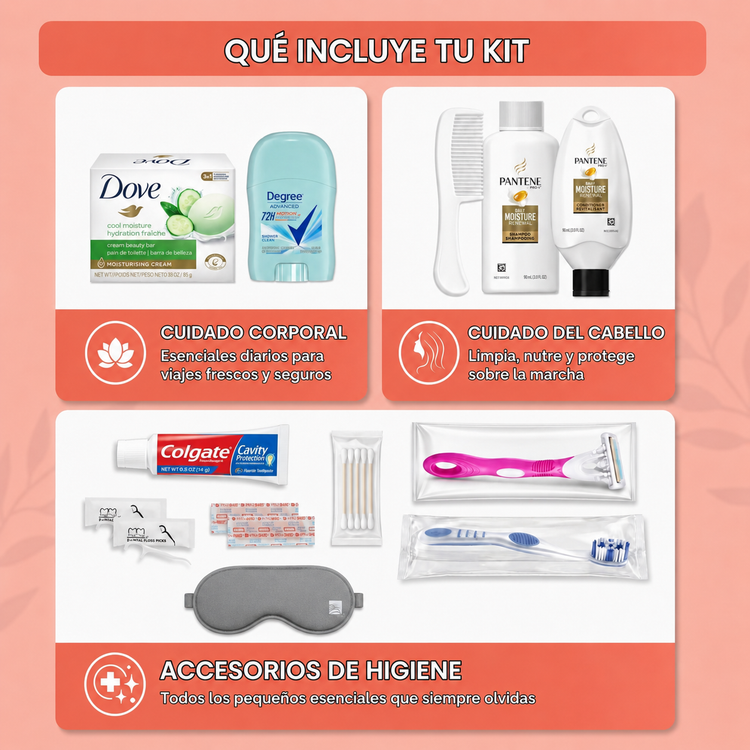 Kit de viaje con 16 esenciales